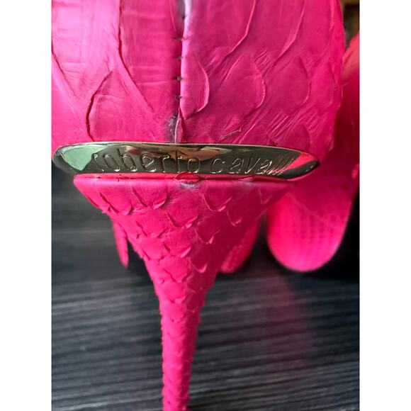 Roberto CAVALLI Bright Pink Scaled Stiletto Pump Heels Sz. 38 - Picture 4 of 7